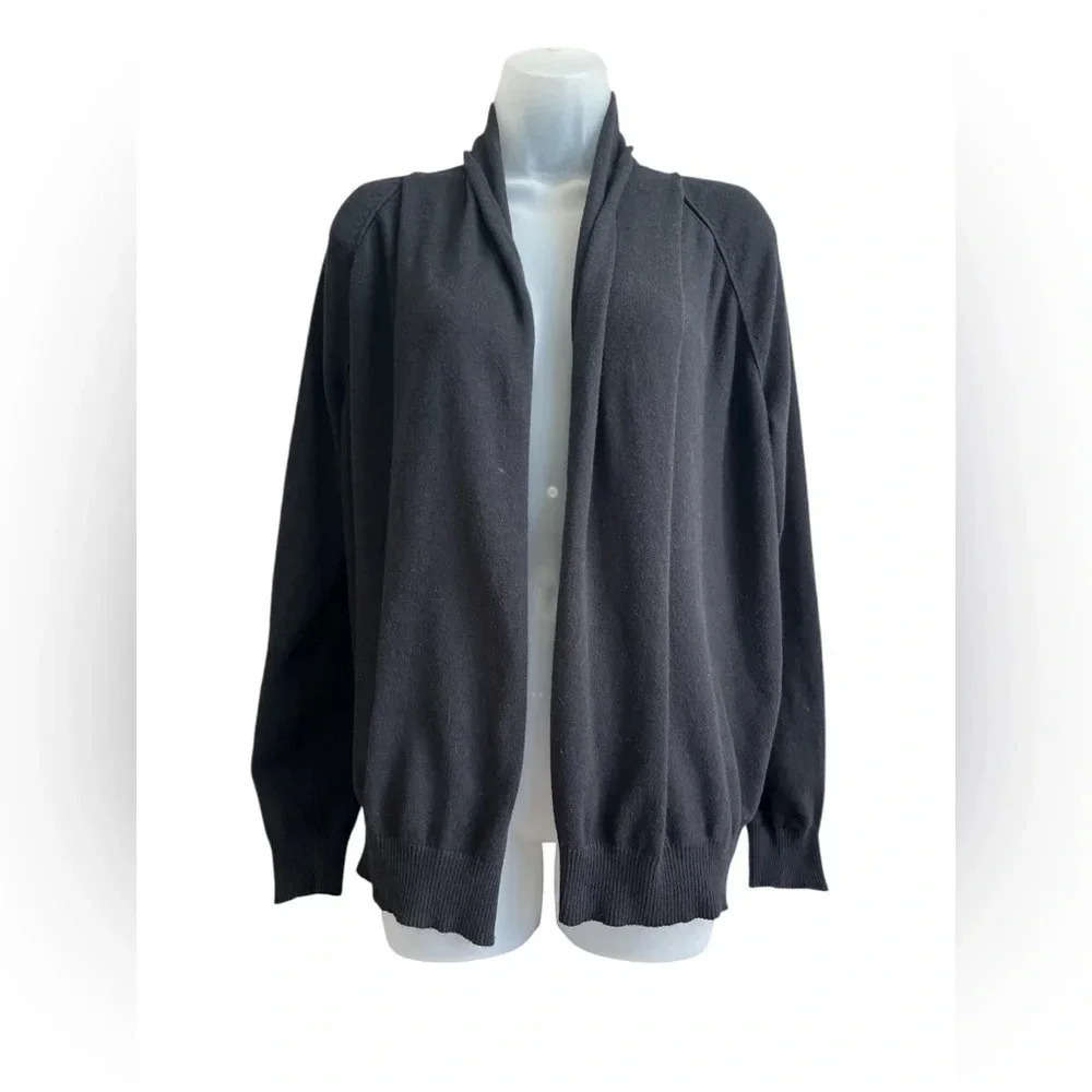 Ladies Michael Stars Open Front Black Cardigan, Size Large